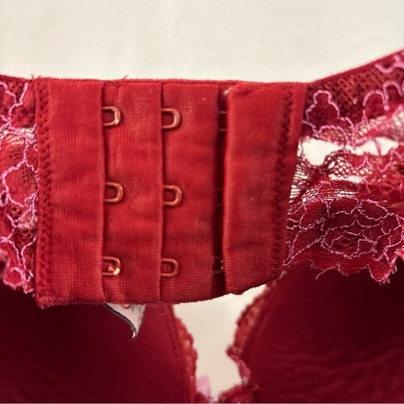 Victoria Secret Women Bra 38DD Red Violet Lace Dream Angels Lined Demi Underwire - Picture 9 of 16